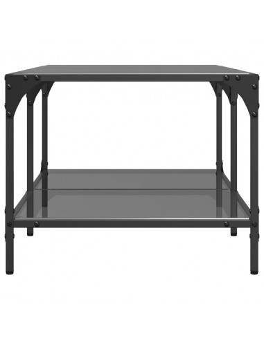 Tavolino con Piano in Vetro Nero 98,5x50x40 cm Acciaio