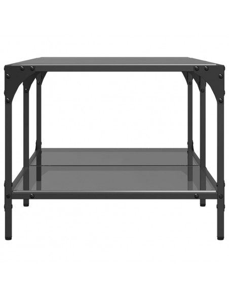 Tavolino con Piano in Vetro Nero 98,5x50x40 cm Acciaio