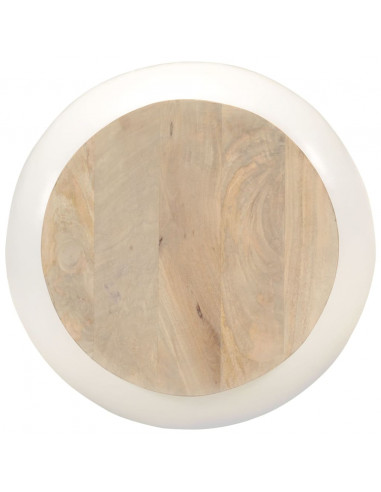 Tavolino da Salotto Bianco 51x51x27 cm Legno Massello di Mango