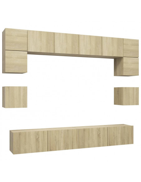Set di Mobili TV 8 pz Rovere Sonoma in Legno Multistrato