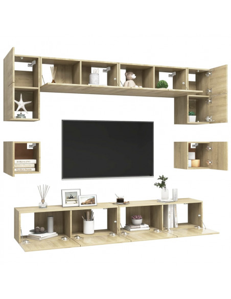 Set di Mobili TV 8 pz Rovere Sonoma in Legno Multistrato