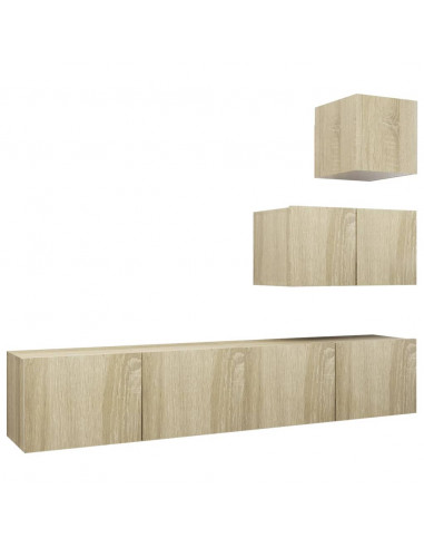 Set di Mobili Porta TV 4 pz Rovere Sonoma in Legno Multistrato
