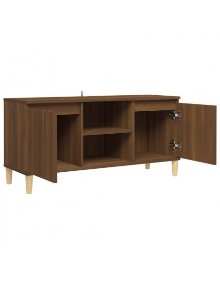 Mobile TV Gambe in Legno Marrone Rovere 103,5x35x50 cm