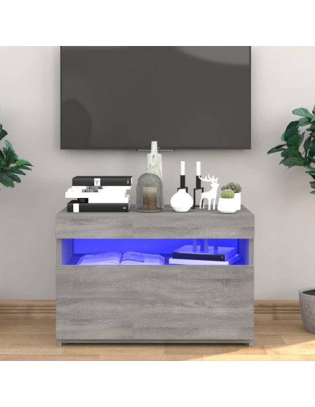 Mobile Porta TV con Luci LED Grigio Sonoma 60x35x40 cm