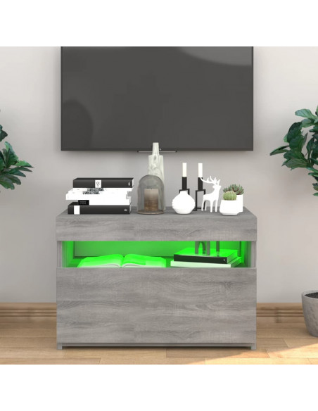 Mobile Porta TV con Luci LED Grigio Sonoma 60x35x40 cm