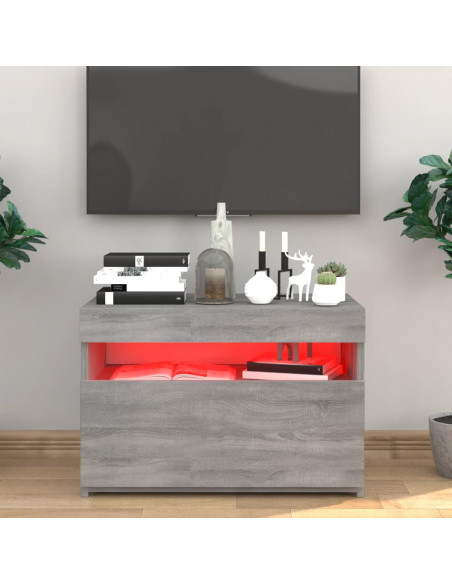 Mobile Porta TV con Luci LED Grigio Sonoma 60x35x40 cm
