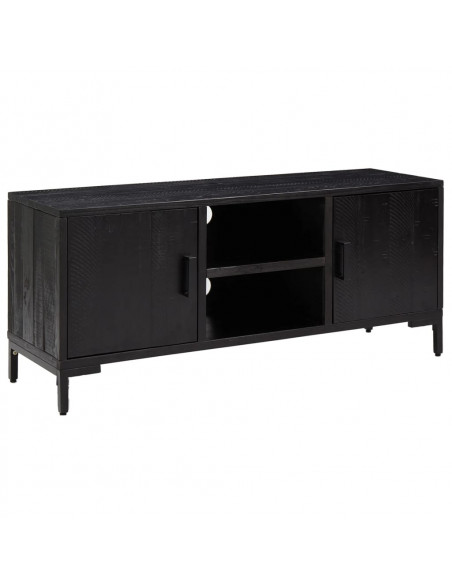 Mobile TV Nero 110x35x48 cm in Legno Massello di Pino