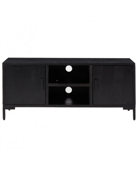 Mobile TV Nero 110x35x48 cm in Legno Massello di Pino