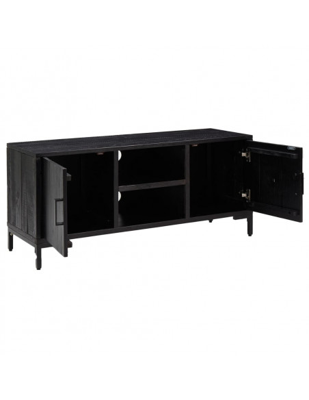 Mobile TV Nero 110x35x48 cm in Legno Massello di Pino