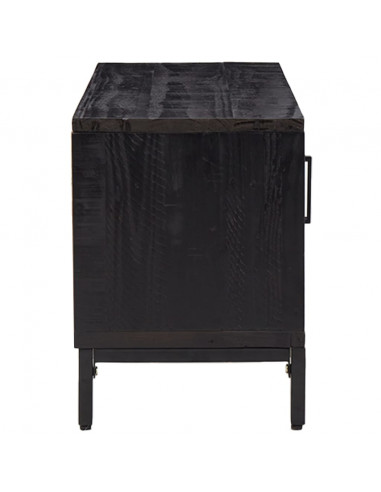 Mobile TV Nero 110x35x48 cm in Legno Massello di Pino