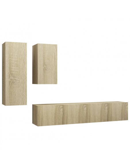 Set di Mobili Porta TV 4 pz Rovere Sonoma in Legno Multistrato