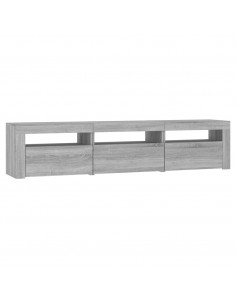 Mobile Porta TV con Luci LED Grigio Sonoma 180x35x40 cm 2