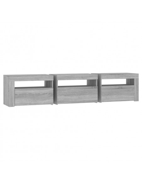 Mobile Porta TV con Luci LED Grigio Sonoma 180x35x40 cm