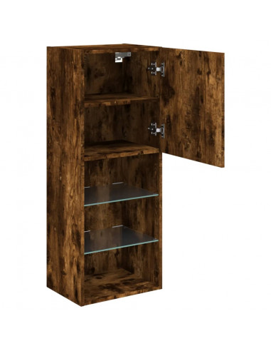 Mobile TV con Luci LED Rovere Fumo 40,5x30x102 cm