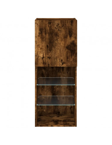 Mobile TV con Luci LED Rovere Fumo 40,5x30x102 cm