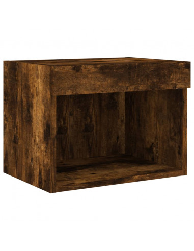 Mobili TV a Muro 4pz con Luci LED Rovere Fumo