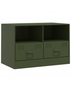 Mobili TV 2 pz Verde Oliva 67x39x44 cm in Acciaio 2