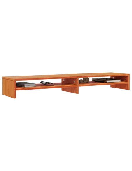 Supporto Monitor Marrone Cera 100x24x13 cm Legno Massello Pino