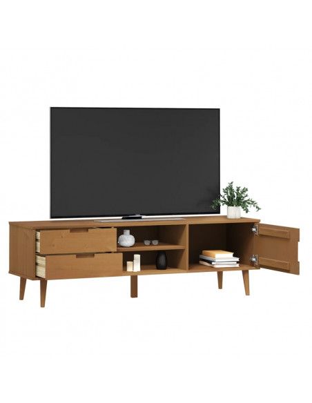 Mobile TV MOLDE Marrone 158x40x49 cm in Legno Massello di Pino