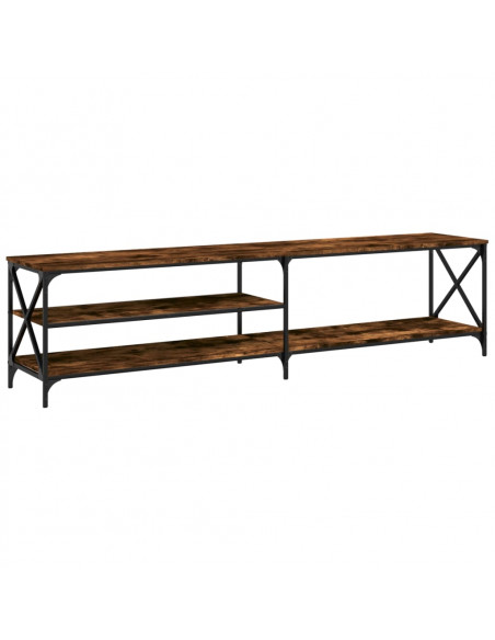 Mobile TV Rovere Fumo 200x40x50cm Legno Multistrato e Metallo