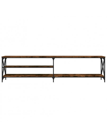 Mobile TV Rovere Fumo 200x40x50cm Legno Multistrato e Metallo