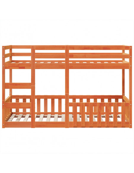 Letto a Castello Marrone Cera 75x190 cm in Legno di Pino