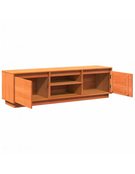 Mobile TV Marrone Cera 140x35x40 cm in Legno Massello di Pino