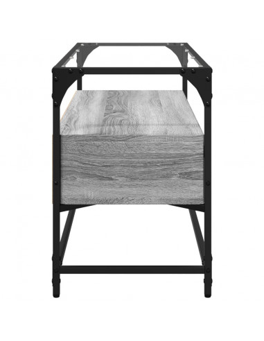 Mobile TV Piano Vetro Grigio Sonoma 98x35x51 Legno Multistrato