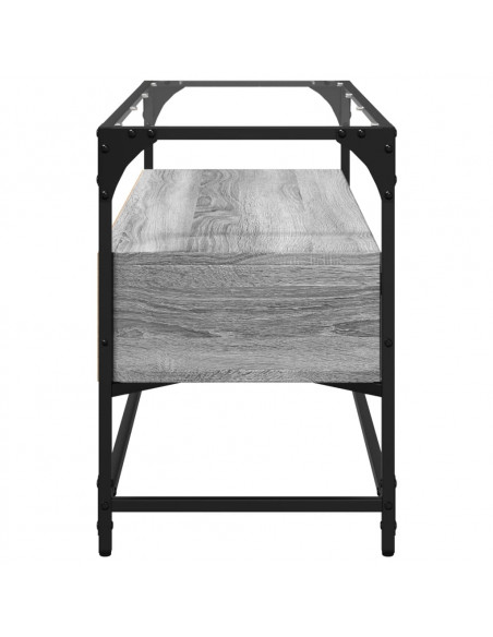 Mobile TV Piano Vetro Grigio Sonoma 98x35x51 Legno Multistrato