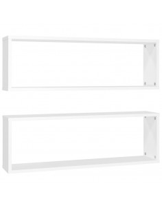 Mensole Parete a Cubo 2pz Bianco 80x15x26,5cm Legno Multistrato 2