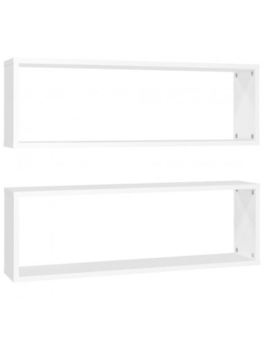Mensole Parete a Cubo 2pz Bianco 80x15x26,5cm Legno Multistrato