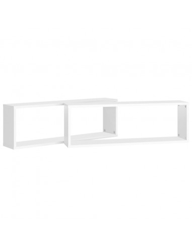 Mensole Parete a Cubo 2pz Bianco 80x15x26,5cm Legno Multistrato