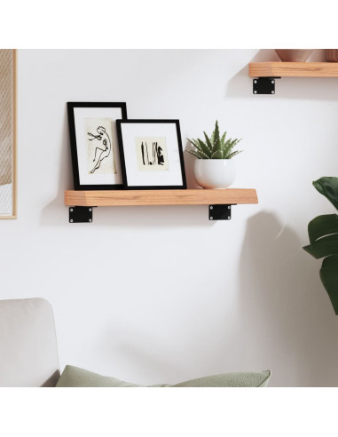 Ripiano Muro Marrone Chiaro 40x10x4 cm Massello Rovere Trattato