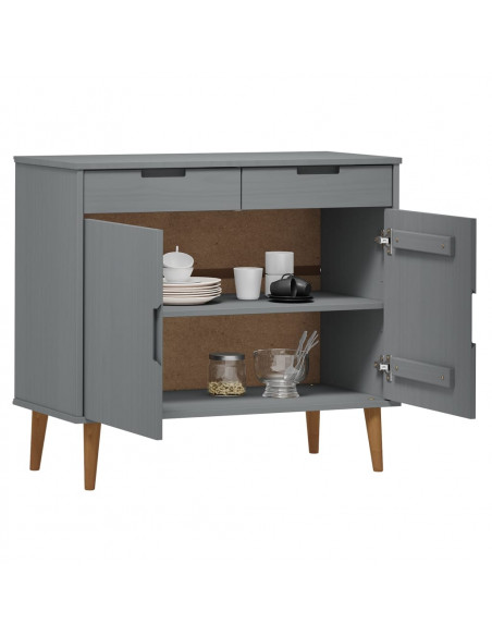 Credenza MOLDE Grigia 90x40x80 cm in Legno Massello di Pino