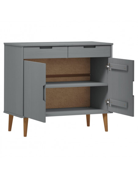 Credenza MOLDE Grigia 90x40x80 cm in Legno Massello di Pino