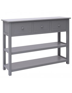 Credenza Grigia 108x30x76cm Legno Massello di Paulownia 2