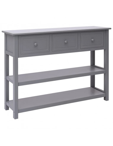 Credenza Grigia 108x30x76cm Legno Massello di Paulownia