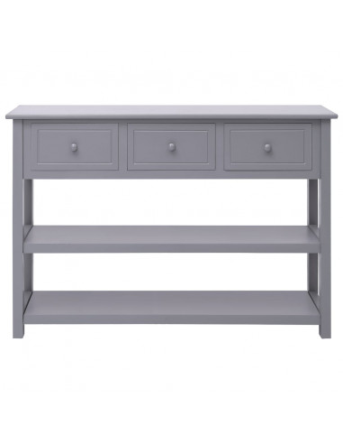 Credenza Grigia 108x30x76cm Legno Massello di Paulownia