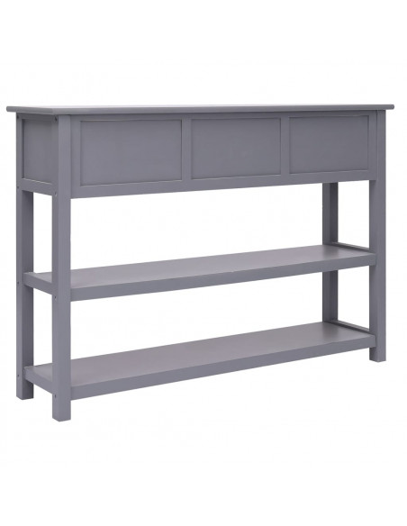 Credenza Grigia 108x30x76cm Legno Massello di Paulownia