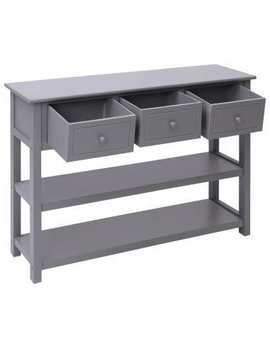 Credenza Grigia 108x30x76cm Legno Massello di Paulownia