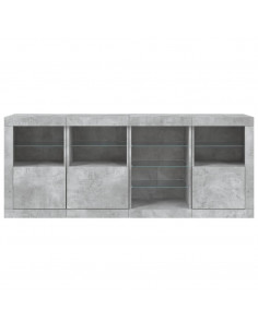 Credenza con Luci LED Grigio Cemento 164x37x67 cm 2