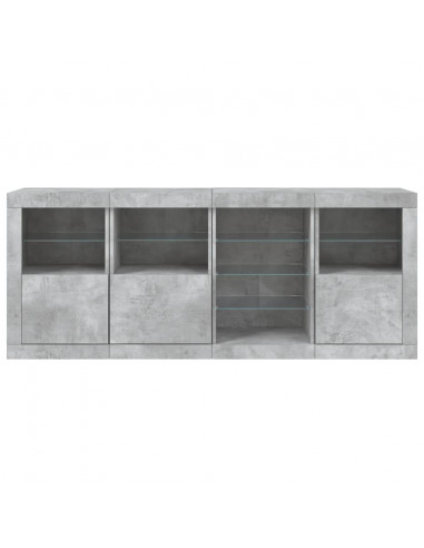 Credenza con Luci LED Grigio Cemento 164x37x67 cm