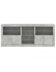 Credenza con Luci LED Grigio Cemento 162x37x67 cm 2
