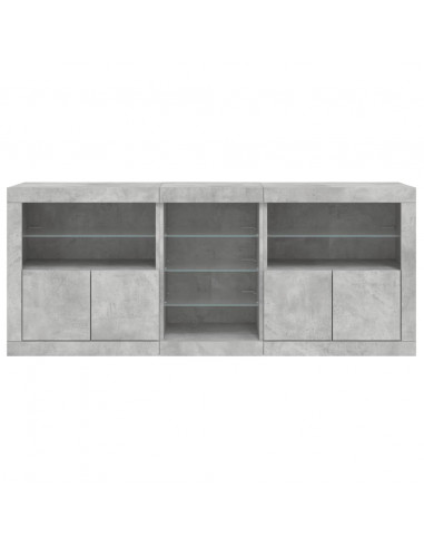 Credenza con Luci LED Grigio Cemento 162x37x67 cm