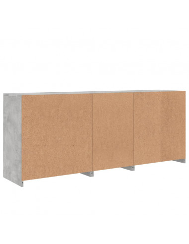 Credenza con Luci LED Grigio Cemento 162x37x67 cm