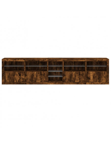 Credenza con Luci LED Rovere Fumo 283x37x67 cm