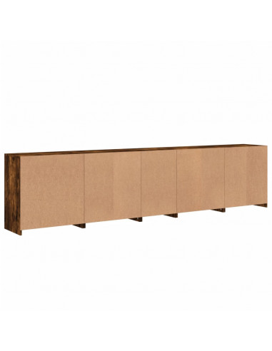 Credenza con Luci LED Rovere Fumo 283x37x67 cm