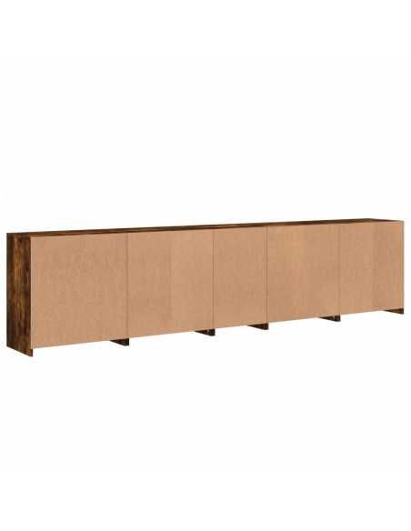 Credenza con Luci LED Rovere Fumo 283x37x67 cm