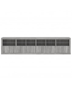 Credenza con Luci LED Grigio Sonoma 283x37x67 cm 2