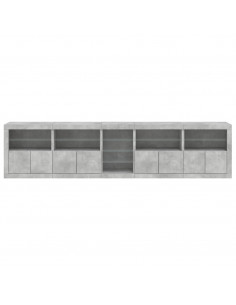 Credenza con Luci LED Grigio Cemento 283x37x67 cm 2